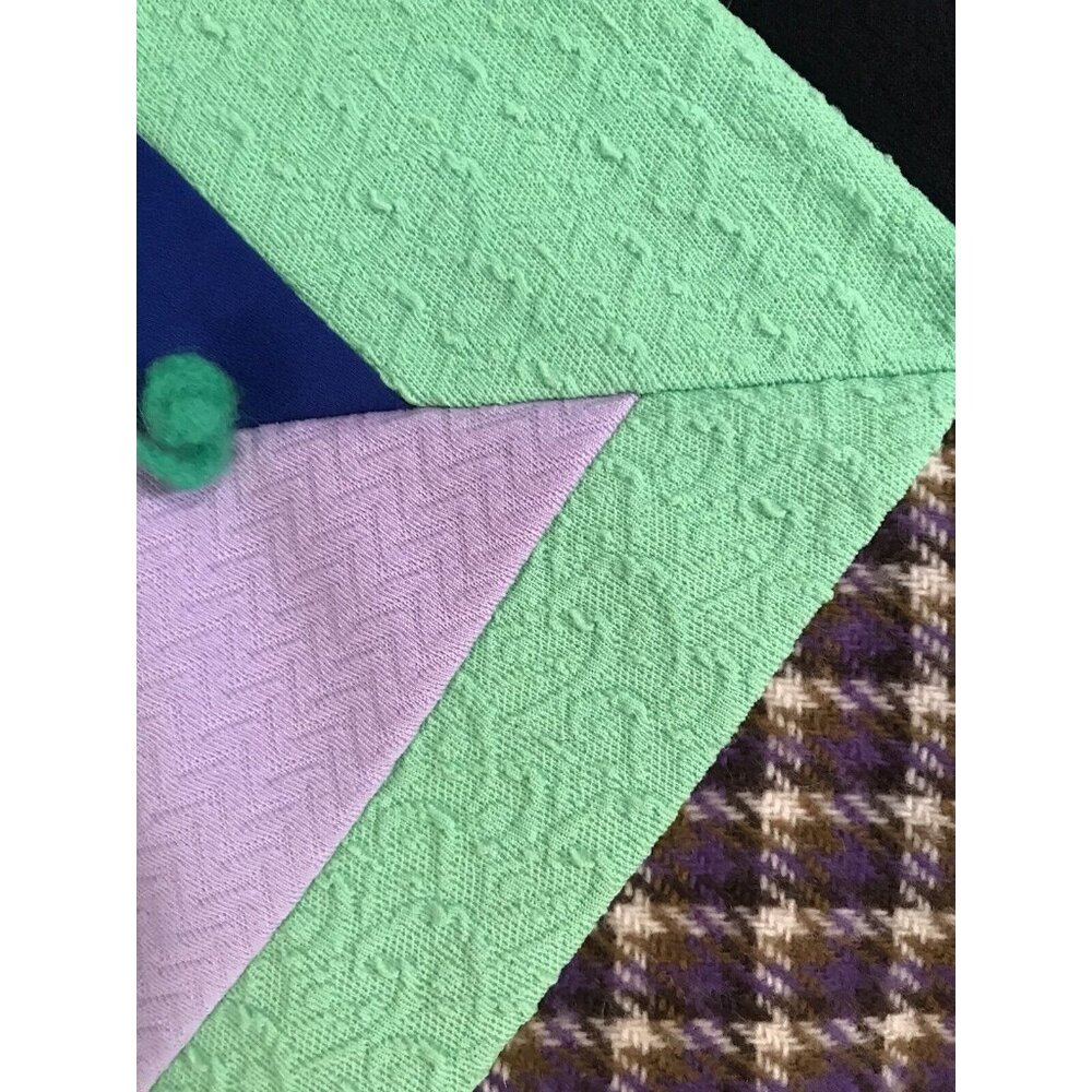 Vintage 1970s Quilt Diamond Crazy Polyester Wool Grannycore Hippie - Picture 10 of 12